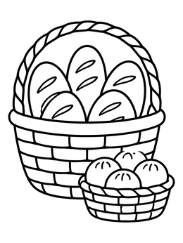 Free printable Baskets Of Bread Loaves And Rolls coloring page