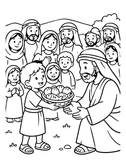 Free printable Boy Offering Loaves And Fish coloring page
