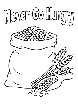 Free printable Grain Sack And Wheat Stalks coloring page