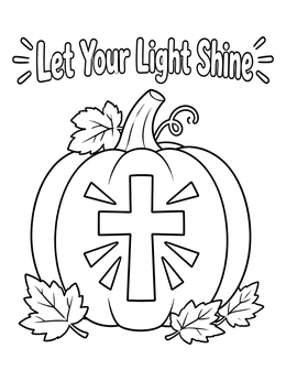 Free printable Carved Christian Pumpkin With Cross coloring page