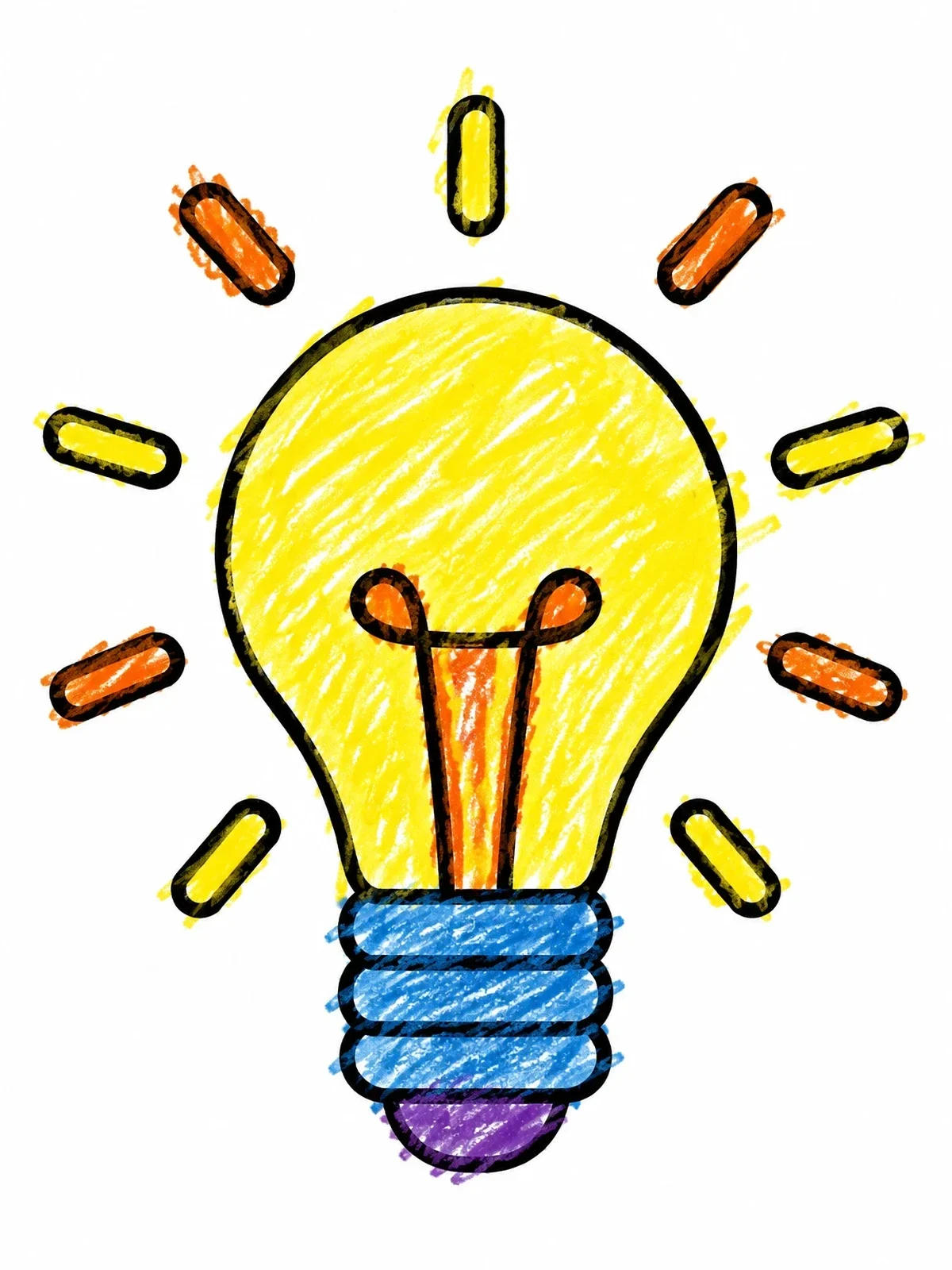 Colored example of the Shining Light Bulb Outline coloring page