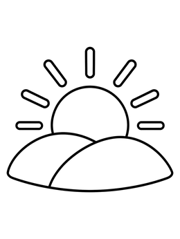 Free printable Sunrise Over Rolling Hills coloring page