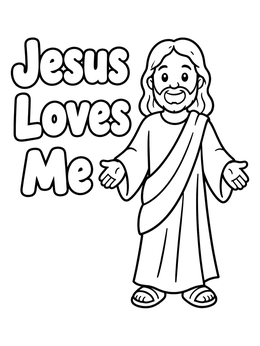Free printable Smiling Jesus With Open Arms coloring page