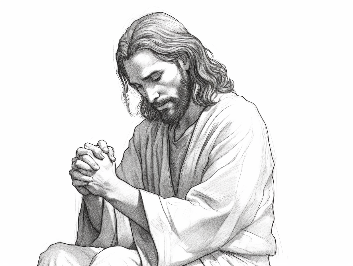 Jesus Praying Scene To Color - Coloring Page