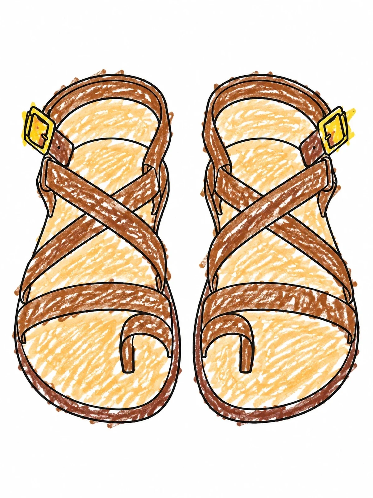 Colored example of the Biblical Leather Strapped Sandals coloring page