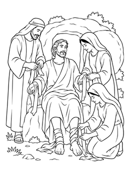 Free printable Lazarus Unwrapped Outside The Tomb coloring page