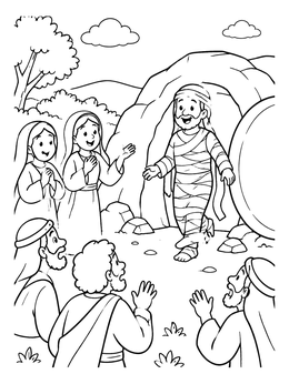 Free printable Lazarus Walking Out Of The Tomb coloring page