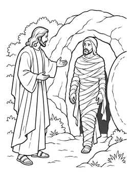 Free printable Jesus Calling Lazarus From The Tomb coloring page