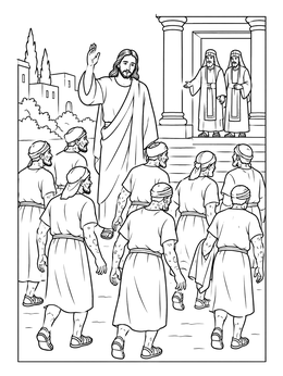 Free printable Jesus Sending Ten Lepers To Priests coloring page