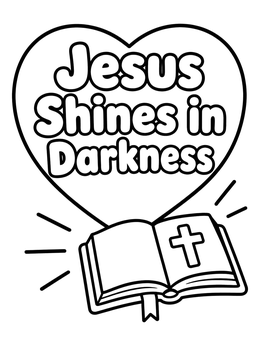 Free printable Open Bible And Heart Of Light coloring page