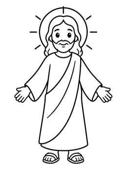 Free printable Smiling Jesus With Open Arms coloring page