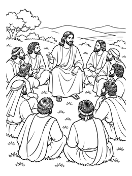 Free printable Jesus Teaching The Twelve Disciples coloring page