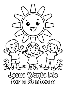 Free printable Happy Children And Smiling Sunbeam coloring page