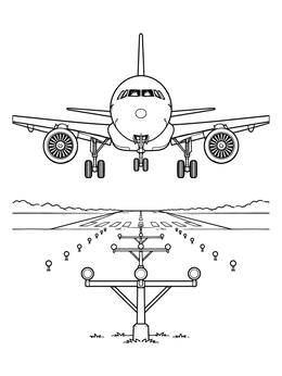 Free printable Airliner Landing On Runway Approach coloring page