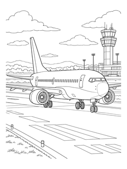 Free printable Jet Airplane On Airport Runway coloring page