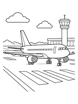Free printable Jet Airplane On Airport Runway coloring page