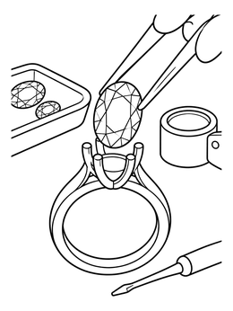 Free printable Jeweler Setting An Oval Gemstone coloring page