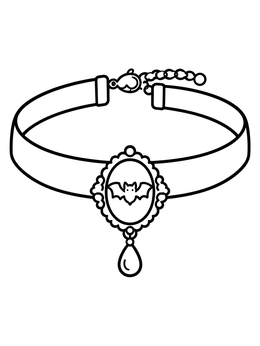 A bat cameo choker necklace on this gothic jewelry coloring page.