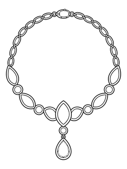 An elegant necklace with a teardrop gem in this jewelry coloring page.