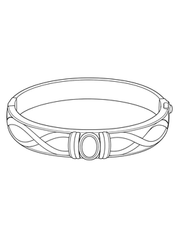 An ornate bangle bracelet with a central gem in this jewelry coloring page.