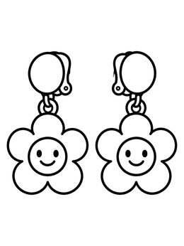 Free printable Smiling Flower Clip On Earrings coloring page