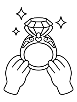 Free printable Sparkling Diamond Ring In Hands coloring page