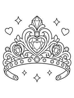 Free printable Sparkling Princess Heart Tiara coloring page