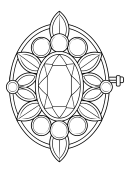 An ornate vintage brooch with crystals in this jewelry coloring page.