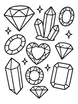Free printable Faceted Gemstones And Sparkly Crystals coloring page