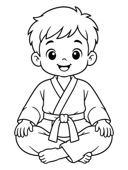 Free printable Cute Boy In Martial Arts Gi coloring page