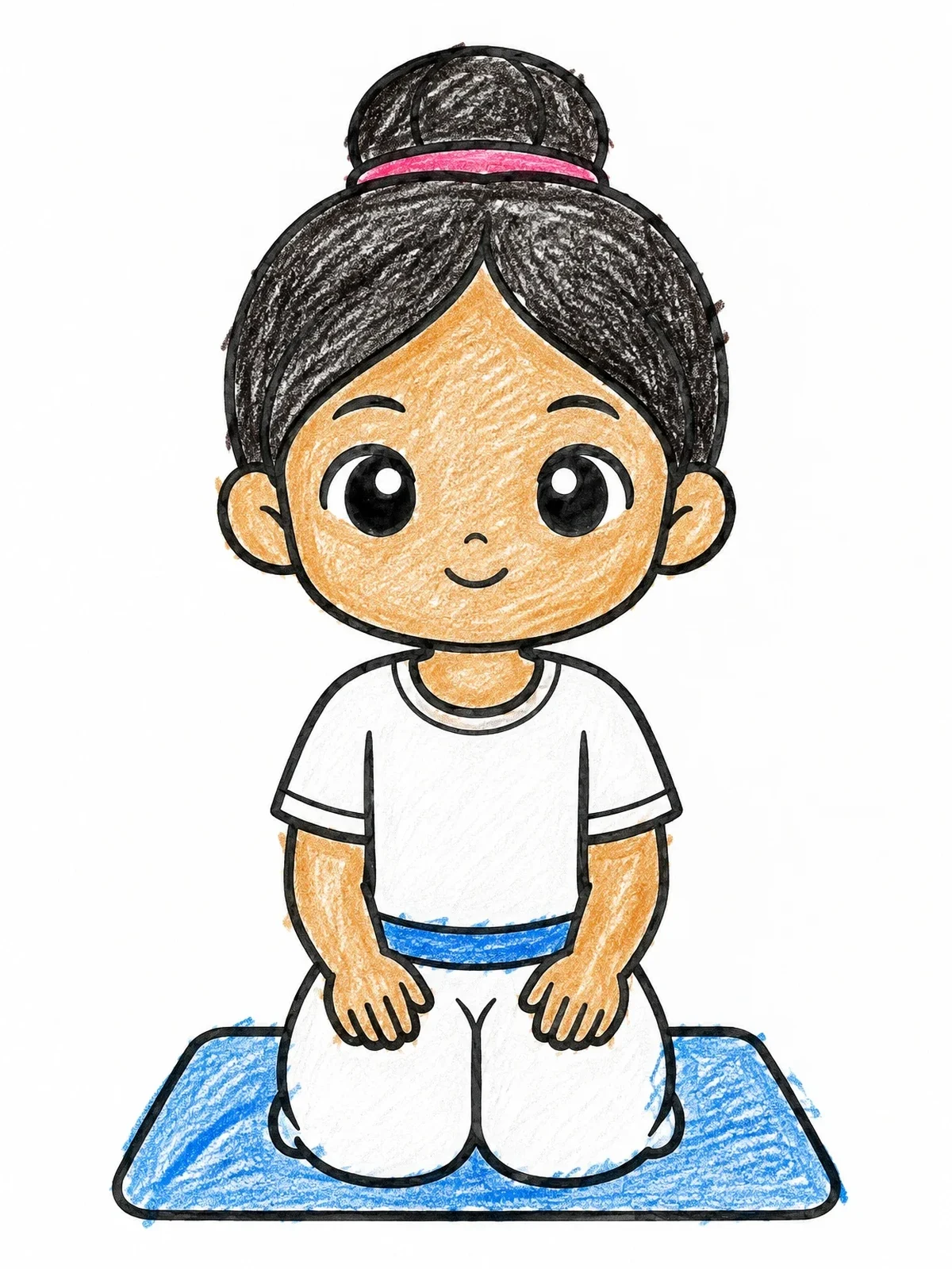 Colored example of the Cute Chibi Girl Kneeling In Seiza coloring page