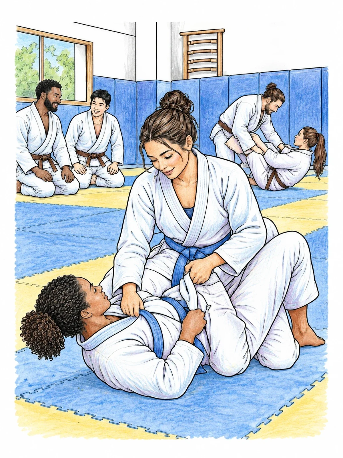 Colored example of the Martial Arts Class In The Dojo coloring page