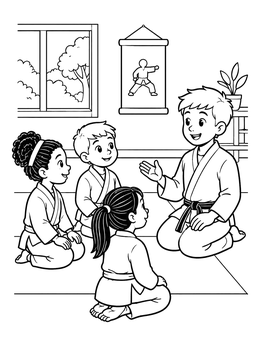 Free printable Martial Arts Class With Instructor coloring page