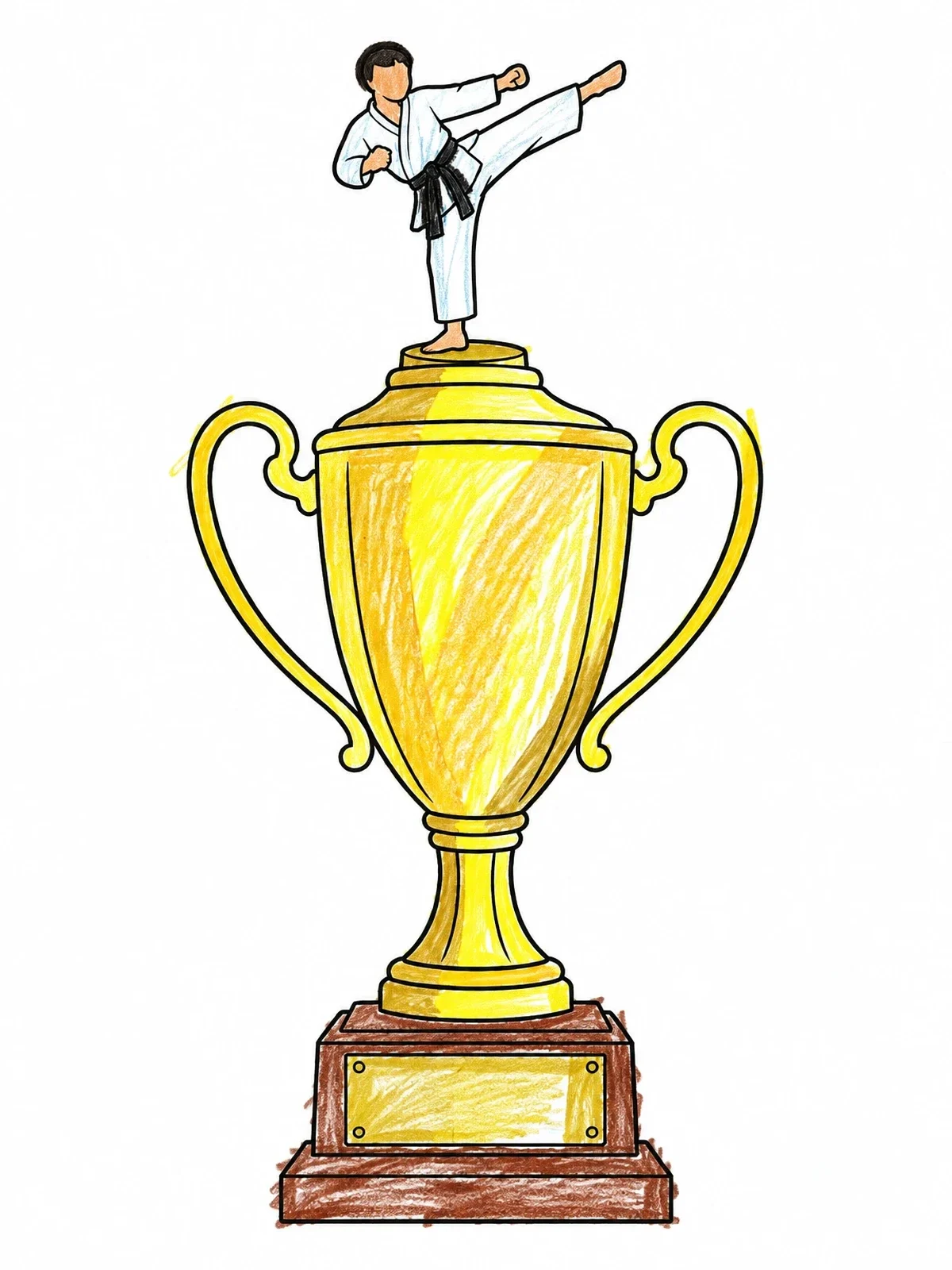 Colored example of the Martial Arts Championship Trophy coloring page