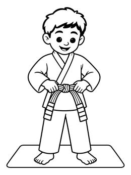 Free printable Young Boy Tying Martial Arts Belt coloring page
