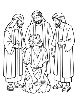 Free printable Job And His Three Friends coloring page
