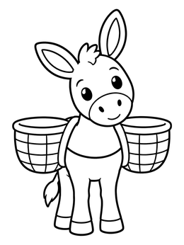Free printable Cute Desert Donkey With Baskets coloring page