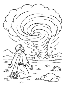 Free printable Job Kneeling Before The Whirlwind coloring page