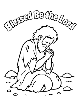 Free printable Job Praying In Torn Robes coloring page