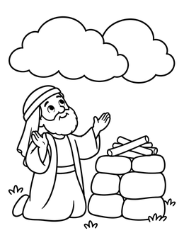 Free printable Job Praying By The Stone Altar coloring page