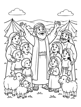 Free printable Job Reunited With His Family coloring page