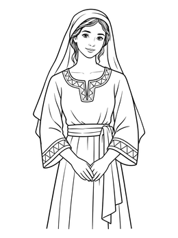 Free printable Job's Daughter In Biblical Tunic coloring page