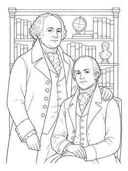 Free printable John Adams And Son In Library coloring page