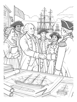 Free printable John Adams And Naval Officers coloring page