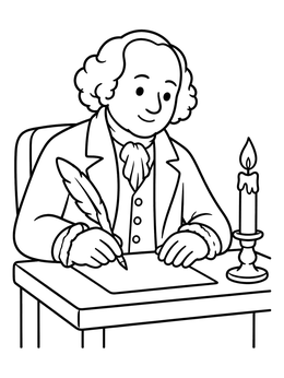 Free printable John Adams Writing By Candlelight coloring page