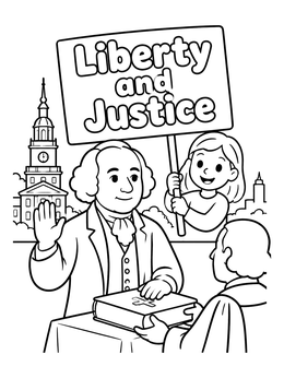 Free printable John Adams Taking The Oath Of Office coloring page