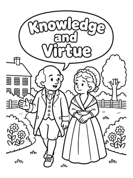 Free printable John And Abigail Adams In The Garden coloring page