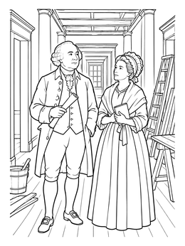 Free printable John And Abigail Adams In Unfinished Hallway coloring page