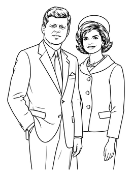 Free printable President John F Kennedy And Jacqueline Kennedy coloring page