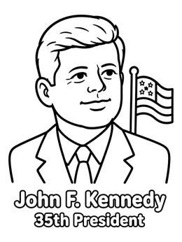 Free printable President John F Kennedy Portrait coloring page